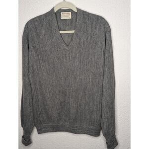 Lord Jeff Grey Pullover V Neck Sweater Men's Large Preppy Made In USA